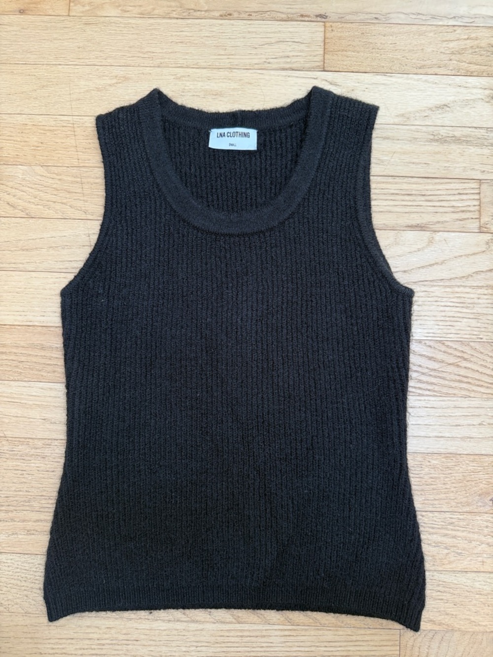 NWOT: LNA Wool/Cashmere Blend Black Knit Sweater Tank, sz. Small ($180 retail)